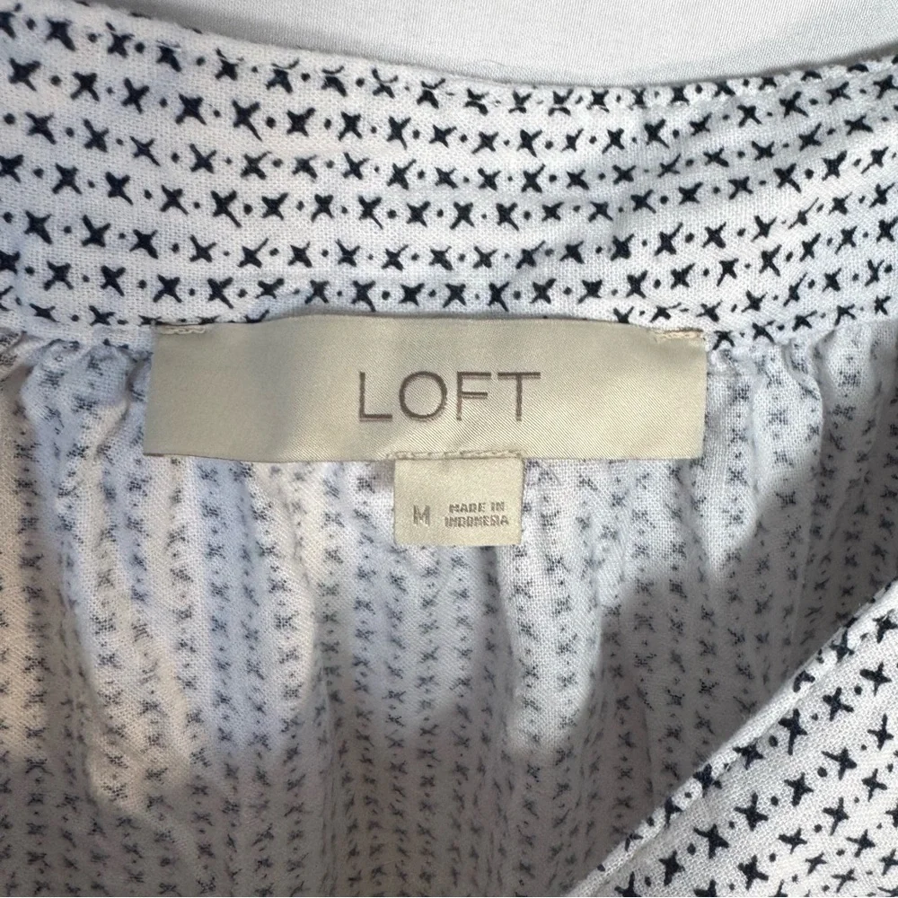 LOFT Star Puff Sleeve Blouse Size M